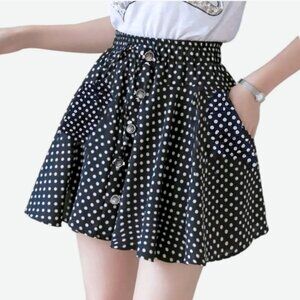 Retro Vintage style Navy Polka Dot Skater Skirt- Size Small